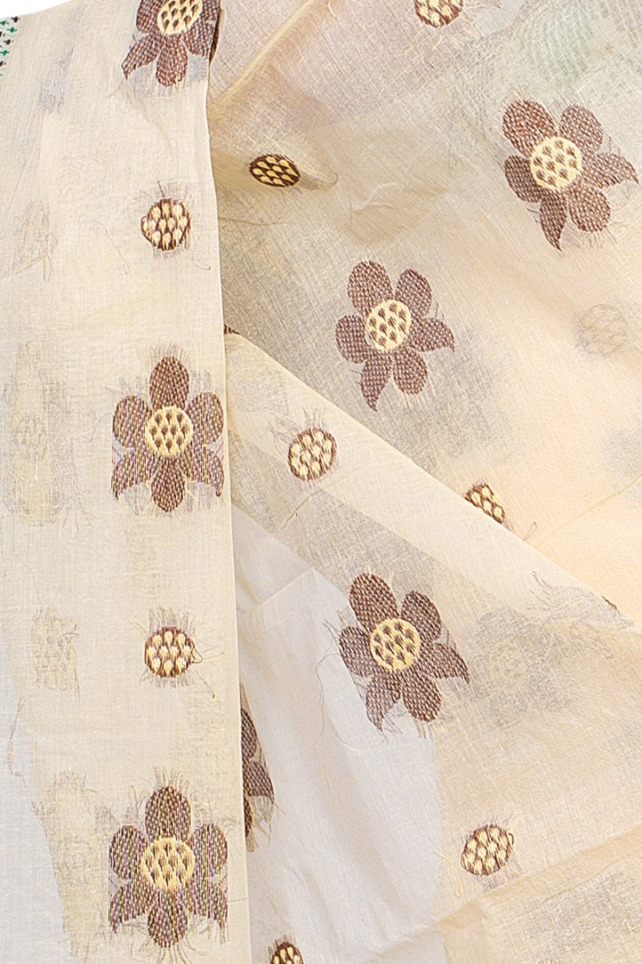 Brown Pure Cotton Palasful Tant Saree (895)